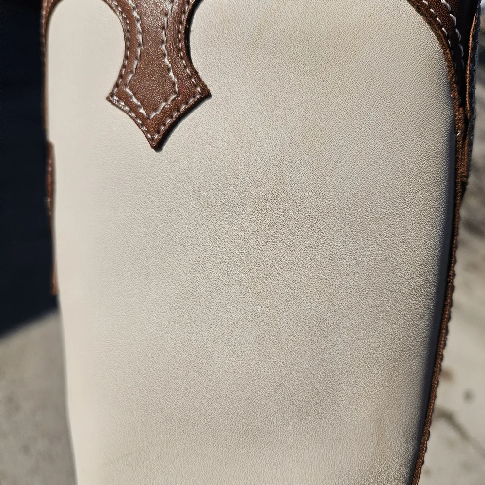 Zodiac Dawson Western Tall Boots - Brown/Cream Leather - Size 5.5M- NEW - Picture 13 of 16